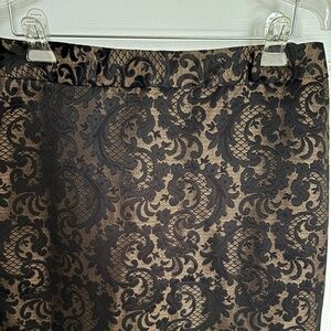 Worthington Jacquard Patterned Black & Gold Skirt Size 12
